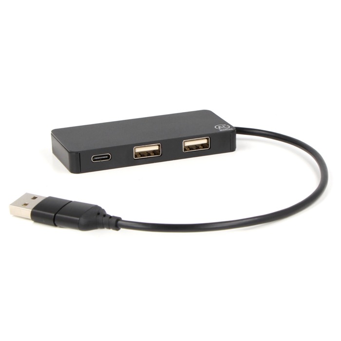 Hub USB de alumínio com 3 portas e cabo de 20cm