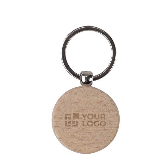 Porta-chaves de madeira personalizado circular Ø40mm
