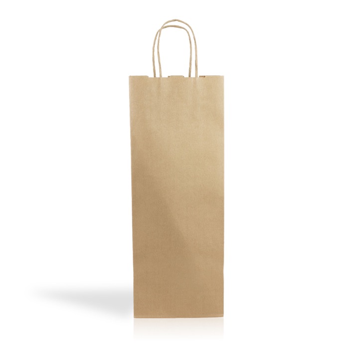 Saco, papel kraft especial para vinho, alças torcidas 120 g/m2