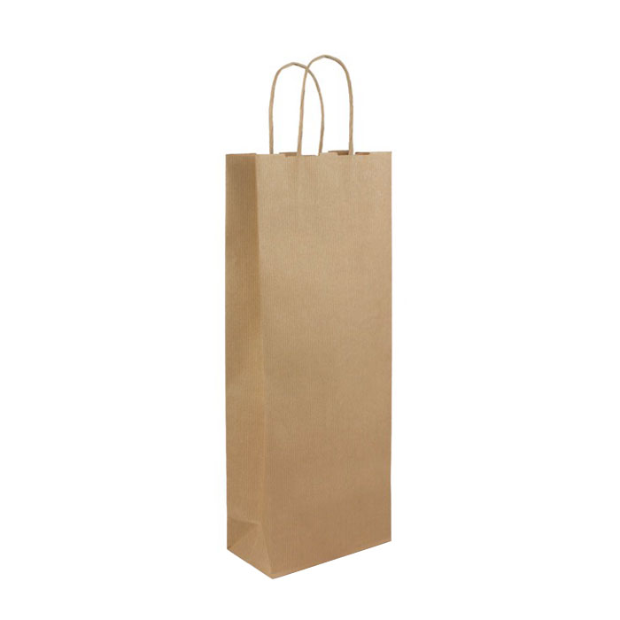 Saco, papel kraft especial para vinho, alças torcidas 120 g/m2