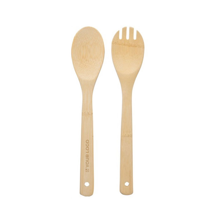 Set de 2 utensílios de cozinha de bambu para salada com bolsa Bamboo