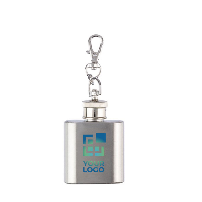 Porta-chaves de aço inoxidável com uma flâmula com capacidade de 30ml