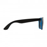 Óculos de sol retro com duas cores cor azul segunda vista com lateral