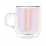 Chávena de vidro de dupla capa cor multicolor segunda vista traseira