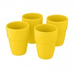 Copos de cerâmica empilháveis  cor amarelo terceira vista