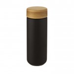 Copo de cerâmica com tampa de bambu cor preto terceira vista