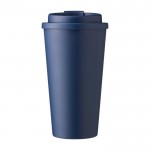 Copo de plástico com abertura para bebida com tampa de rosca 475ml cor azul-marinho primeira vista