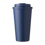 Copo de plástico com abertura para bebida com tampa de rosca 475ml cor azul-marinho sexta vista
