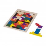 Puzzle com 40 peças de madeira colorida cor castanho quinta vista