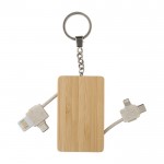 Porta-chaves de bambu com diferentes cabos de carregamento escondidos cor castanho segunda vista