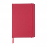 Caderno de cartão reciclado com elástico e fita A5, folhas linhas cor vermelho primeira vista