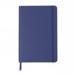 Caderno de cartão reciclado com elástico e fita A5, folhas linhas cor azul ultramarino primeira vista
