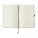 Caderno de pele reciclada com porta-canetas A5 com folhas listradas cor preto terceira vista
