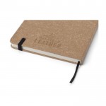 Caderno de pele reciclada com porta-canetas A5 com folhas listradas cor preto quinta vista