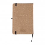 Caderno de pele reciclada com porta-canetas A5 com folhas listradas cor preto sexta vista