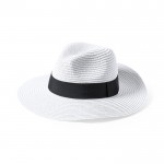 Chapéu de aba larga com fita  cor branco