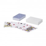 Baralho clássico com 54 cartas e 2 curingas em caixa de papel cor branco