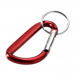 Porta-chaves de alumínio reciclado com mosquetão e acabamento metálico cor vermelho