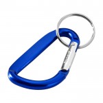 Porta-chaves de alumínio reciclado com mosquetão e acabamento metálico cor azul real