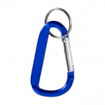 Porta-chaves de alumínio reciclado com mosquetão e acabamento metálico cor azul real segunda vista frontal