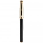 Luxuosa caneta rollerball com tampa dourada cor dourado vista frontal