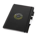 Caderno sustentável apagável cor preto vista impressão tampografia