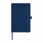 Caderno reciclado corporativo com logotipo cor azul-marinho segunda vista frontal