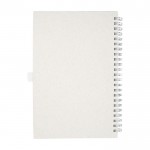 Caderno fabricado com caixas recicladas cor branco-sujo segunda vista traseira