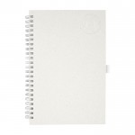 Caderno fabricado com caixas recicladas cor branco-sujo segunda vista frontal