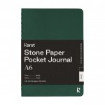 Pequeno bloco de notas de papel de pedra cor verde-escuro segunda vista frontal
