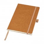 Caderno de couro reciclado, porta-caneta, folhas A5 pautadas cor natural