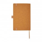 Caderno de couro reciclado, porta-caneta, folhas A5 pautadas cor natural segunda vista traseira