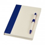 Set de caderno/caneta, cartão reciclado, folhas A5 pautadas cor azul-marinho