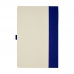 Set de caderno/caneta, cartão reciclado, folhas A5 pautadas cor azul-marinho segunda vista traseira