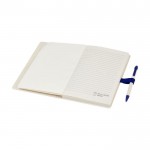 Set de caderno/caneta, cartão reciclado, folhas A5 pautadas cor azul-marinho segunda vista