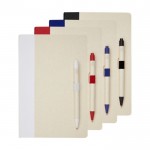 Set de caderno/caneta, cartão reciclado, folhas A5 pautadas cor azul-marinho segunda vista várias cores