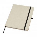 Caderno de algodão orgânico, capa dura, folhas B6 pautadas cor natural