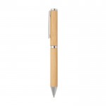 Set caneta/roller de bambu, detalhes de cobre, tinta preta cor natural vista lateral