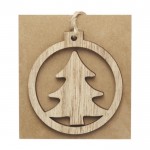 Ornamento de madeira com árvore para o Natal cor madeira clara vista detalhe 1