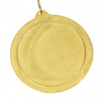 Medalha de metal com fita cor dourado segunda vista