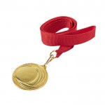 Medalha de metal com fita cor dourado quinta vista