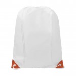 Saco tipo mochila branco com detalhe com cor cor cor-de-laranja segunda vista frontal