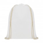 Mochila saco de algodão 140 g/m2 cor branco segunda vista frontal