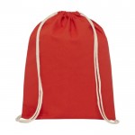 Mochila saco de algodão 140 g/m2 cor vermelho segunda vista frontal