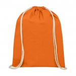 Mochila saco de algodão 140 g/m2 cor cor-de-laranja segunda vista frontal