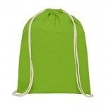 Mochila saco de algodão 140 g/m2 cor verde-lima segunda vista frontal