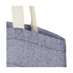 Saco de algodão reciclado com bolso 150 g/m2 cor azul vista detalhe 1