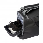 Mochila desportiva reciclada hidrorresistente, vários bolsos cor preto quarta vista