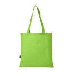 Saco de compras de poliéster reciclado com alças 80 g/m2 cor verde-lima segunda vista traseira