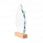 Placa de vidro, forma geométrica, base de madeira natural cor transparente segunda vista